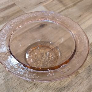 Blush Pink Pressed Glass Serving Bowl by